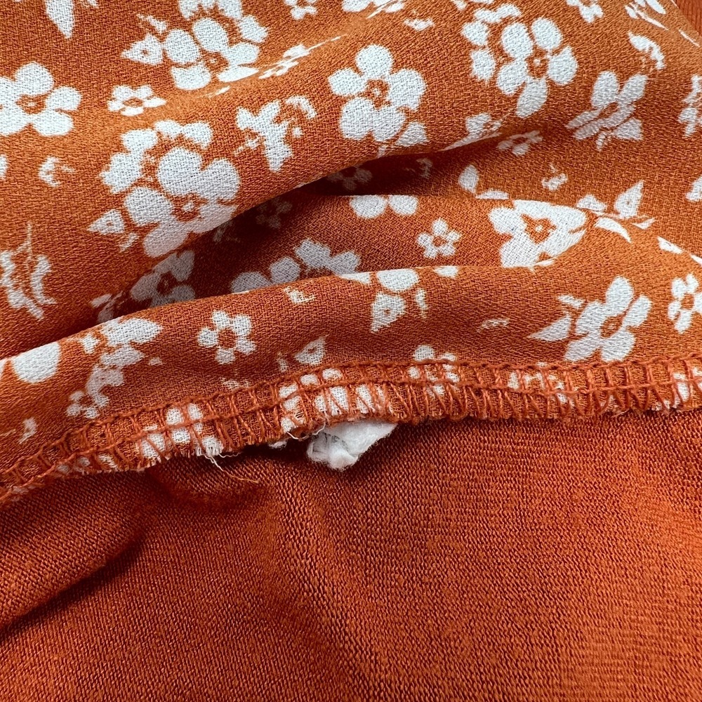 Papermoon Rust Orange Floral V-Neck Flutter Sleeve Blouse - Picture 9 of 9